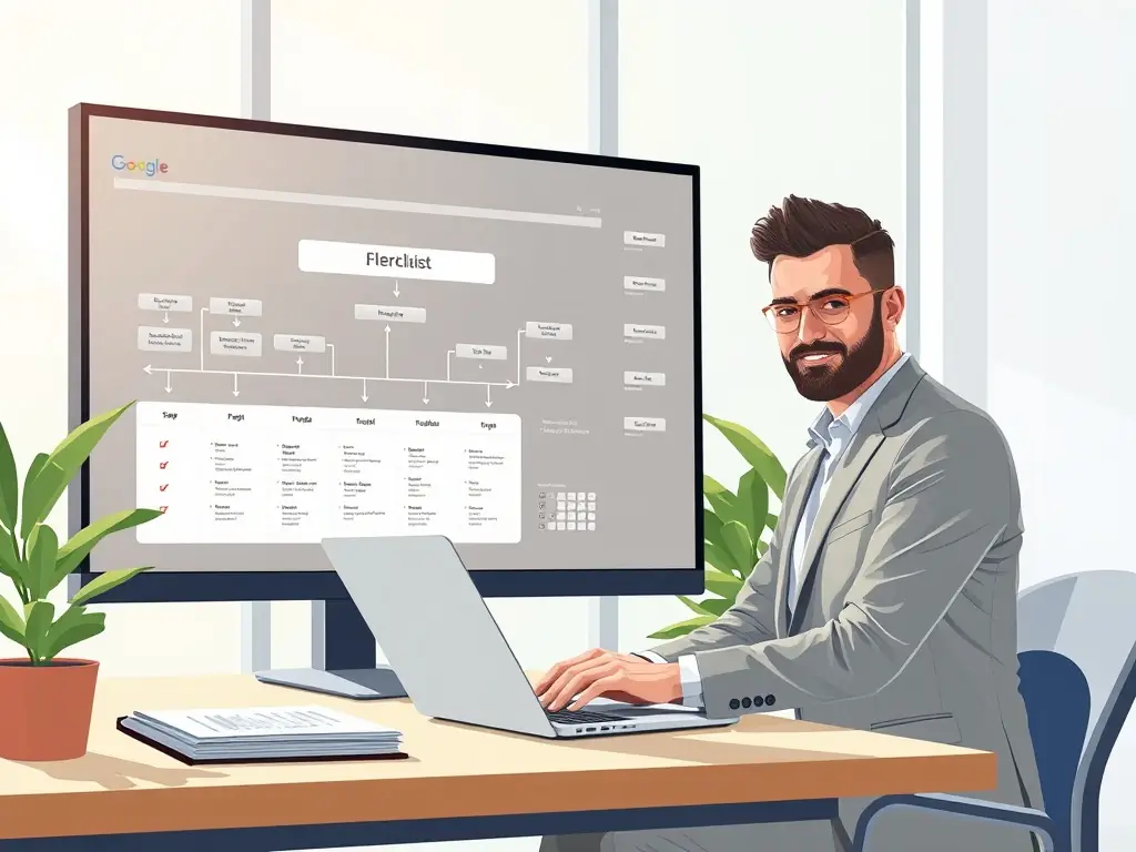 An image of a workflow diagram on a computer screen with team members discussing improvements, illustrating Bissconnectkz's Process Optimization services.